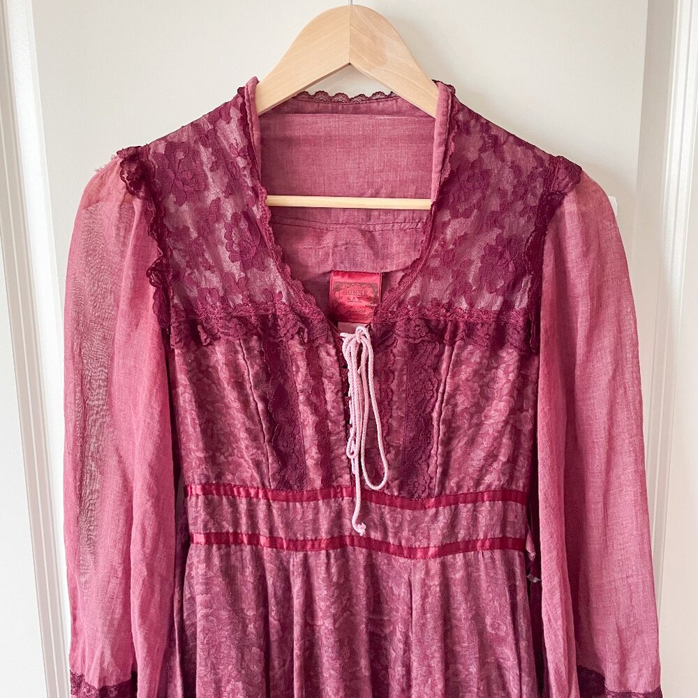 Vintage Gunne Sax by Jessica McClintock Maroon/Purple Dress - Picture 2 of 14